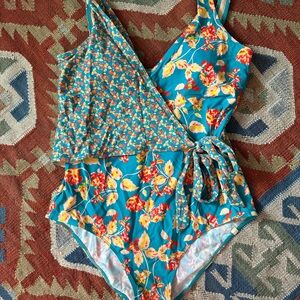 Summersalt Wrap Swimsuit in floral print
